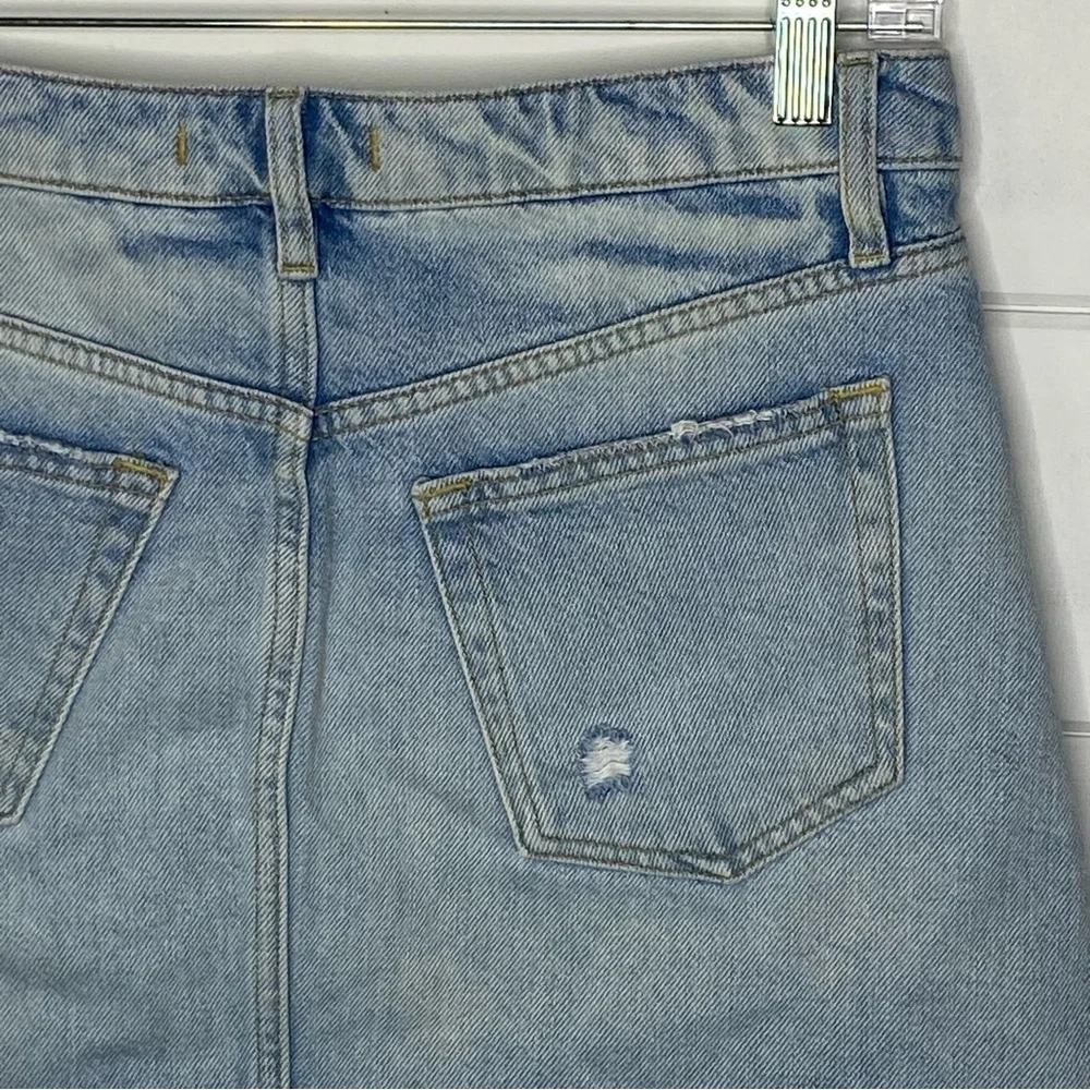 Free People We the Free Jean Mini Skirt XS Button Fly Cotton Distressed Denim